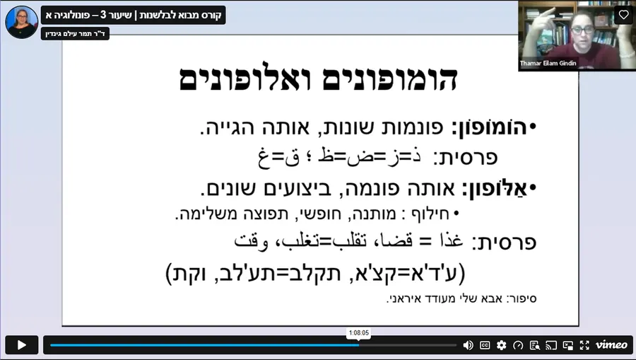 שיעור 3 – הומופונים ואלופונים בעברית ובפרסית