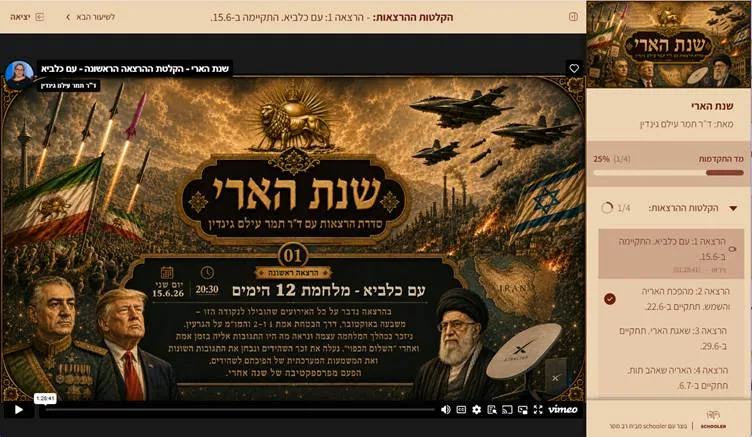 מערכת הצפייה — נגן הווידאו של ההרצאות
